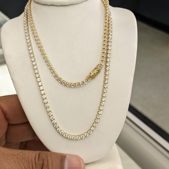 10kt Real Gold Tennis chain 3mm 24 inch